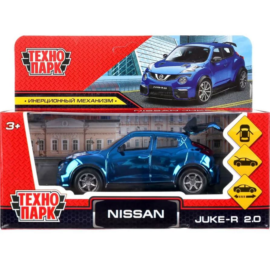 Машина металлическая NISSAN JUKE-R 2.0 SOFT 12 см, двери и багажник  открываются, инерционная, цвет синий, коробка Технопарк. в кор.2*36шт  купить на самой большой базе игрушек в Воронеже за 500.50 руб., код 9200293